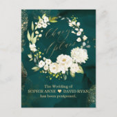 白フローラグリーン金ゴールド計画の結婚変更 ポストカード (正面)