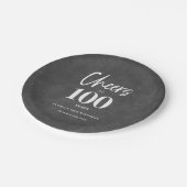 白フローラシャルボード応援100誕生日 ペーパープレート (アングル)