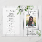 白フローラシンプル写真葬儀プログラム予算 (正面)