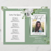 白フローラシンプル写真葬儀プログラム予算 (正面/裏面)