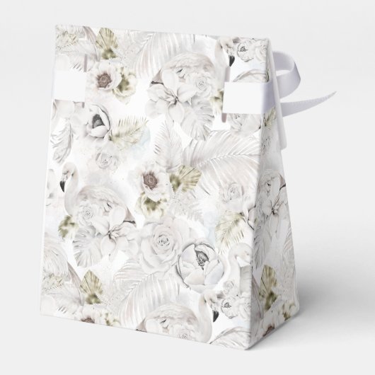 白フローラスワンズバードエレガントな結婚式 フェイバーボックス (裏面サイド)