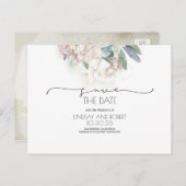 白フローラソフトヴィンテージ日付の保存 案内ポストカード (正面/裏面)