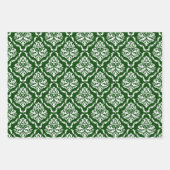 白フローラダマスク黒、赤、緑 ラッピングペーパーシート (正面3)