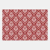 白フローラダマスク黒、赤、緑 ラッピングペーパーシート (正面2)