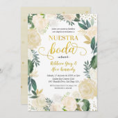 白フローラヌエストラボダメ結婚キシコ人 招待状 (正面/裏面)