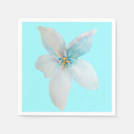 白フローラパステルフラワーウォーター色 スタンダードカクテルナプキン (正面)