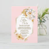 白フローラピンクジオメト結婚リのパーティー後 招待状 (スタンド正面)