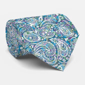 白フローラペイズリーとカラフル背景 ネクタイ (ロール)
