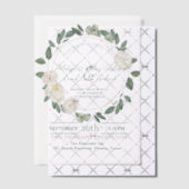 白フローラユーカリ植物緑結婚園 ベラム紙招待状 (オフセット (招待状))