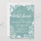 白フローラ任意の色のブライダルシャワー招待 招待状 (正面)