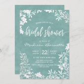 白フローラ任意の色のブライダルシャワー招待 招待状 (正面/裏面)