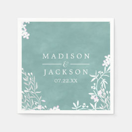 白フローラ任意の色の水の色結婚のモノグラム スタンダードカクテルナプキン