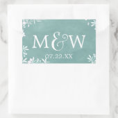 白フローラ任意の色の水の色結婚のモノグラム 長方形シール (バッグ)