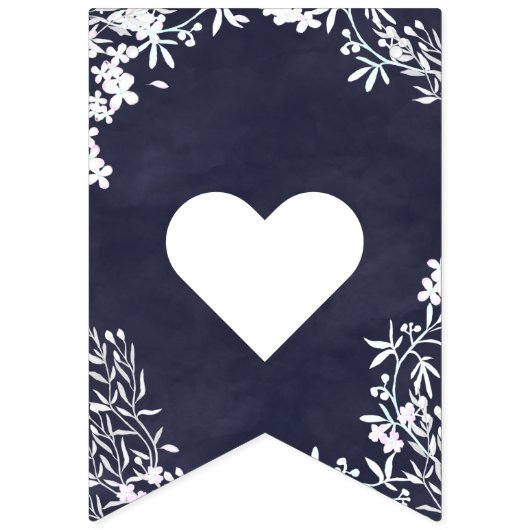 白フローラ任意の色の水の色結婚の永遠 バンティングフラッグ (第1の旗)