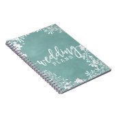 白フローラ任意の色の水色ウェディングプランナー ノートブック (右側)