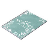 白フローラ任意の色の水色ウェディングプランナー ノートブック (左側)