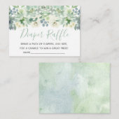 白フローラ多肉乳児シャワーおむつラッフル エンクロージャーカード (正面/裏面)