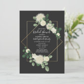 白フローラ幾何学的グレーブライダルシャワー 招待状 (スタンド正面)