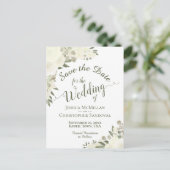 白フローラ書道結婚式の日付を保存 案内ポストカード (スタンド正面)