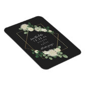 白フローラ植物灰色の結婚式の日付を保存 マグネット (右側)