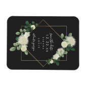 白フローラ植物灰色の結婚式の日付を保存 マグネット (横)