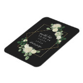 白フローラ植物灰色の結婚式の日付を保存 マグネット (左側)