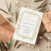 白フローラ植物野結婚花金ゴールド 箔招待状