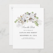 白フローラ水彩保存日 案内ポストカード (正面/裏面)