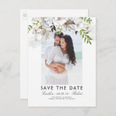 白フローラ水彩写真保存日 案内ポストカード (正面/裏面)