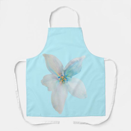 白フローラ水彩花パステル エプロン (正面)