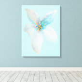 白フローラ水彩花パステル キャンバスプリント (インサイチュ (ウッドフロア))
