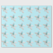 白フローラ水彩花パステル ラッピングペーパー (フラット)