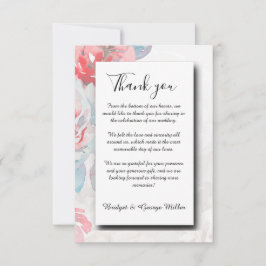 白フローラ水彩野花バラ結婚ズ サンキューカード