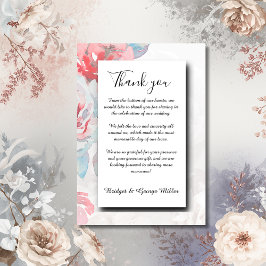 白フローラ水彩野花バラ結婚ズ サンキューカード