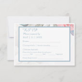 白フローラ水彩野草牡丹結婚牡丹 出欠カード (正面)