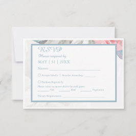 白フローラ水彩野草牡丹結婚牡丹 出欠カード