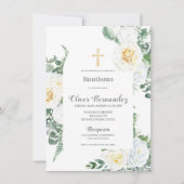 白フローラ洗礼スペインの招待状 招待状 (正面)