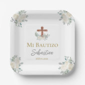 白フローラ洗礼 ペーパープレート (正面)
