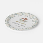 白フローラ洗礼 ペーパープレート (アングル)