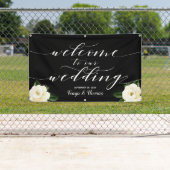 白フローラ牡丹の書道は私たちの結婚を歓迎 横断幕 (インサイチュ)