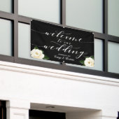 白フローラ牡丹の書道は私たちの結婚を歓迎 横断幕 (ビルの外側)