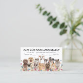 白フローラ猫と図解入りの、写真付きの犬 名刺 (スタンド正面)