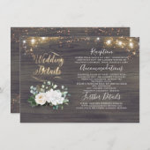 白フローラ素朴国の結婚式の情報 エンクロージャーカード (正面/裏面)