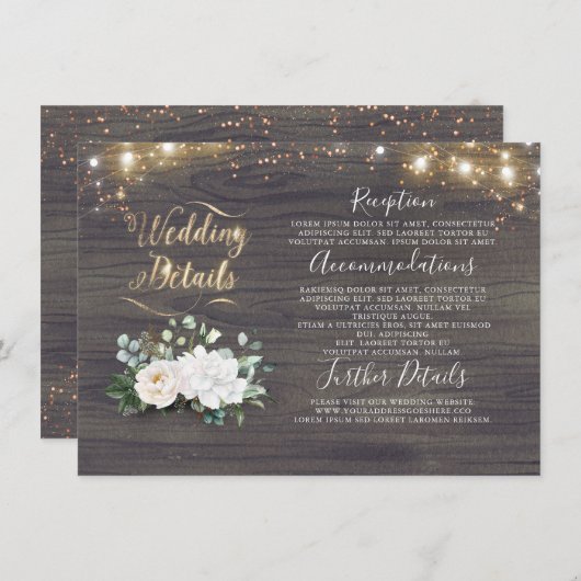 白フローラ素朴国の結婚式の情報 エンクロージャーカード (正面/裏面)