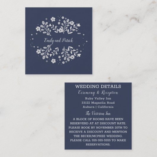 白フローラ結婚ズ エンクロージャーカード (正面/裏面)