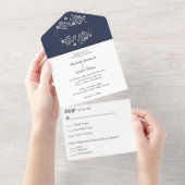 白フローラ結婚ズ オールインワン招待状 (貼ってはがせる)