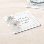 白フローラ結婚ズ スクエアペーパーコースター (アングル)