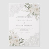 白フローラ結婚レース ベラム紙招待状 (正面)