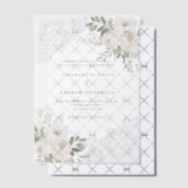 白フローラ結婚レース ベラム紙招待状 (オフセット (招待状))