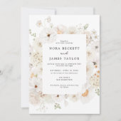 白フローラ結婚枠 招待状 (正面)